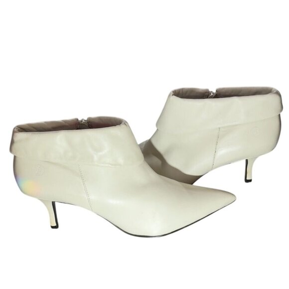 BRONX Vivian Women's Pointed-Toe White Leather Ankle Booties Heels Size 8.5M - Picture 10 of 10